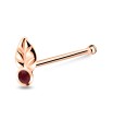 Leaf with Stone Silver Bone Nose Stud NSKD-751 